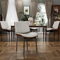 Dining Chairs Set of 4, Dining Room and Kitchen Chairs, Mid Century Modern Accent Chair, Upholstered PU Leather Chairs for Vanity with Walnut Bentwood and Metal Legs, Beige