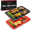 BLAZIN' GRILL Prep and Serve Trays | Set of 2 Stackable, Melamine Trays | Serving Tray & Marinating Tray | Serving Platter for Plating Food & BBQ Prep Tub for Marinating Meats | Grill Accessories |