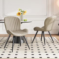 Dining Chairs Set of 2 Modern Fabric Dining Room Chairs Upholstered Dining Chairs with Thick Cushions Metal Legs Armless Back Chair for Kitchen and Living Room Beige