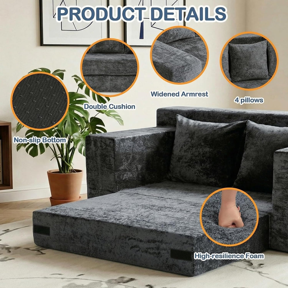 Couch Small, 3-in-1 Loveseat Sleeper Sofa Bed Convertible Sofa Bed with 4 Pil...