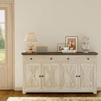 IRONCK Buffet Cabinet with Storage, Sideboard Storage Cabinet, Kitchen Cabinet with Drawers and Doors, Charcoal Grey and Beige Maple