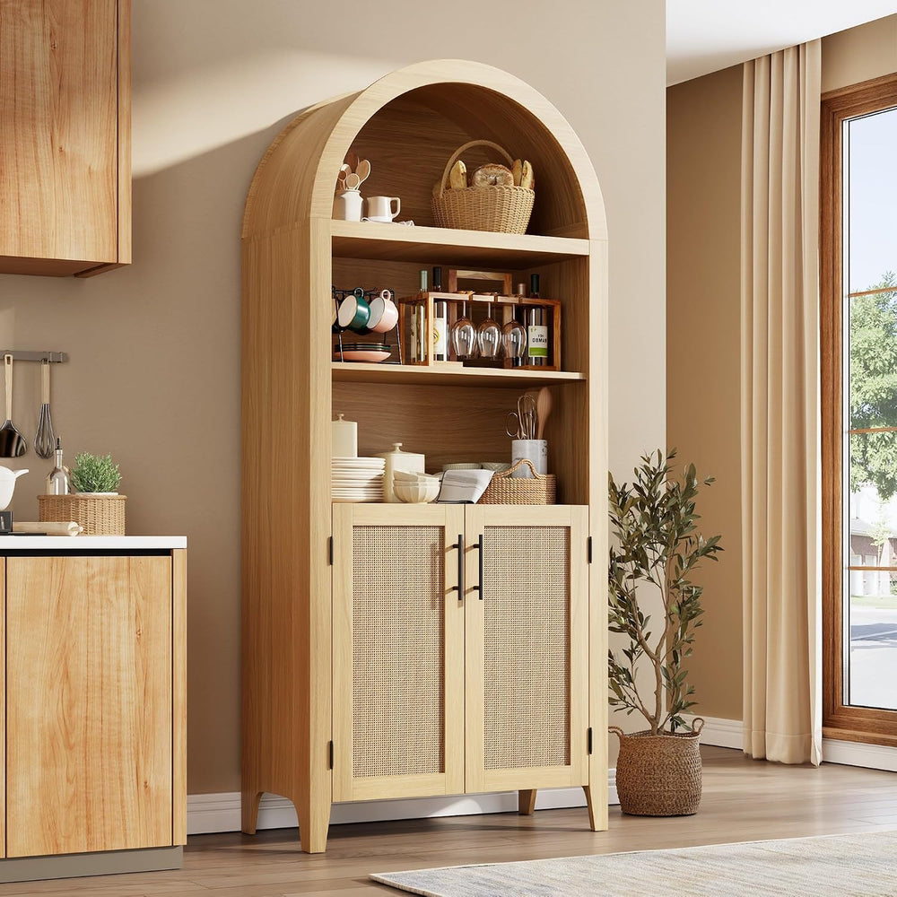 Garvee Arched Kitchen Pantry Storage Cabinet - 5-Tier Open Display Shelf with...