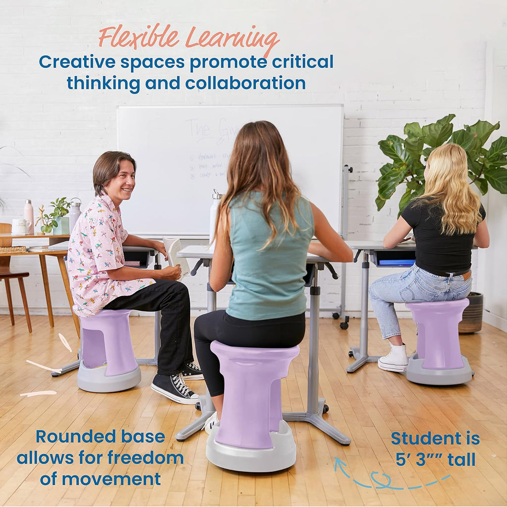 ECR4Kids Active Storage Wobble Stool, 18in Seat Height, Childrens Furniture, Light Purple/Light Grey