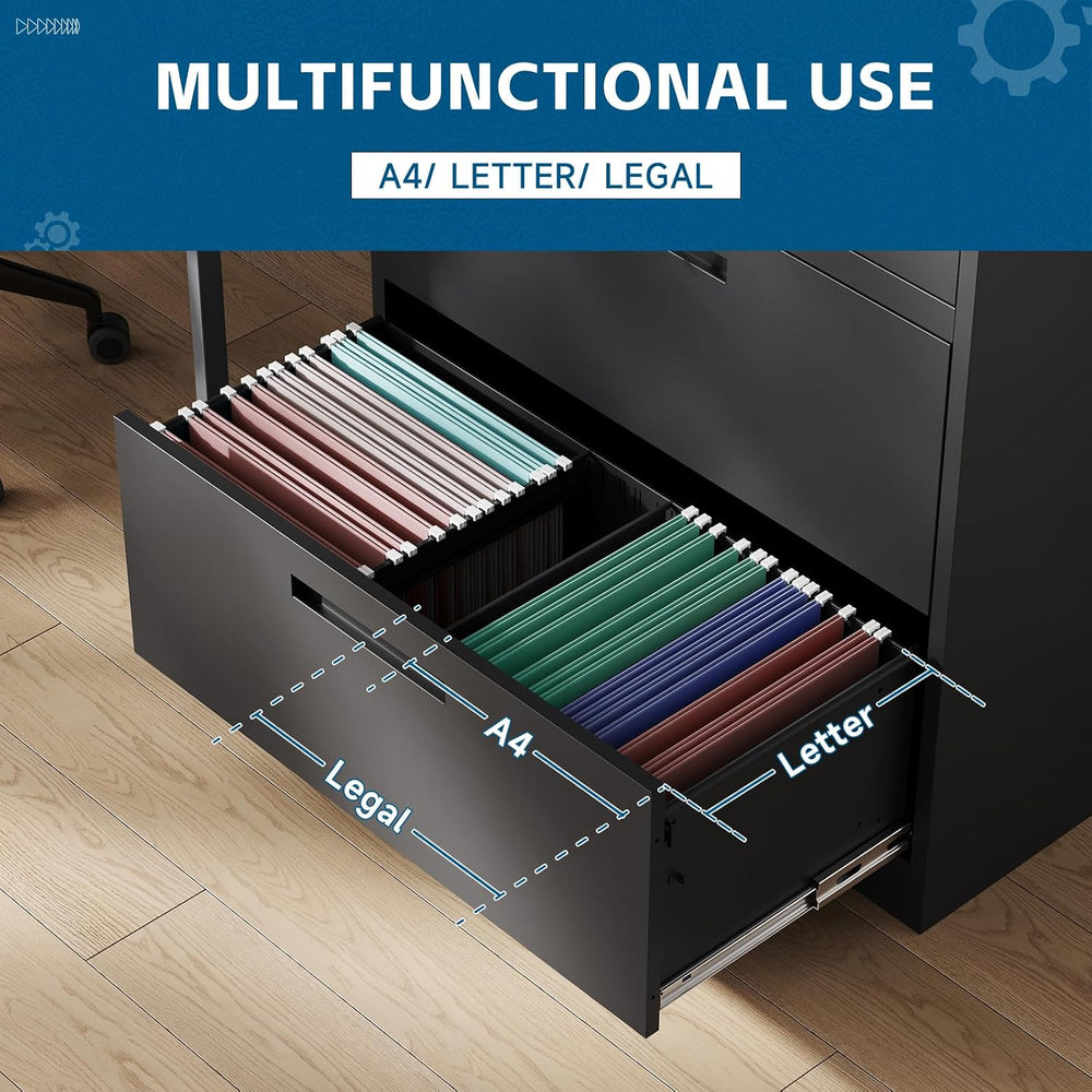 PEUKC 3-Drawer Metal File Cabinet, Lateral Vertical Filing Cabinets for Home ...