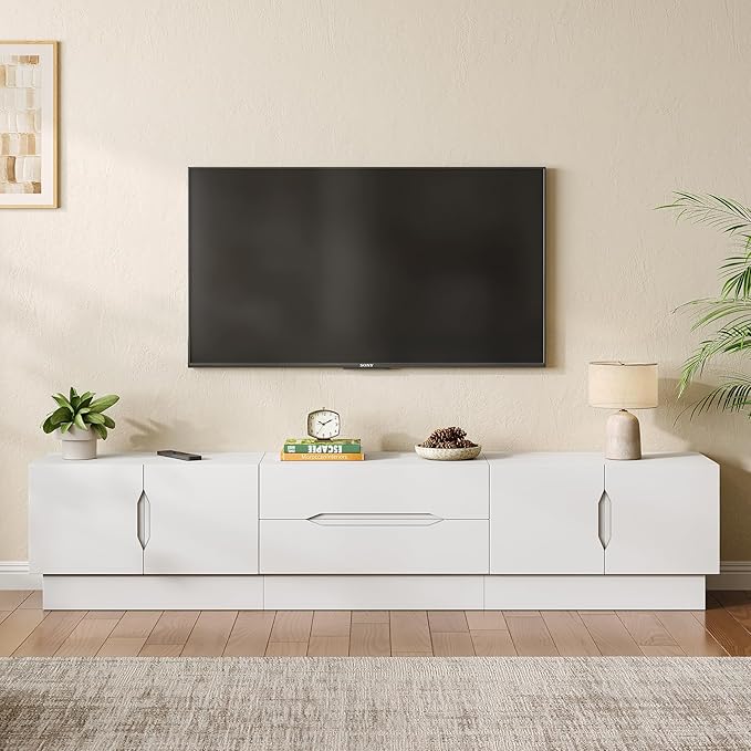 94.5" Wide Modern TV Stands for Living Room, Entertainment Center with S...