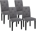 VECELO Upholstered Dining Chairs Set of 4, Modern Fabric and Solid Wood Legs &High Back for Kitchen,Living Room- Dark Gray