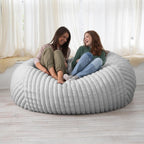 Jaxx 5.5 ft Bean Bag Loveseat, Premium Faux Fur, Mondo Grey