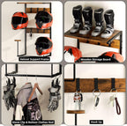 Urban Deco Motorcycle Helmet Holder Wall Mount, Helmet Rack with 4 Hat Stands, Helmet Stand for Display Wall Mount, Motorcycle Accessories Gear Storage for Men, Large