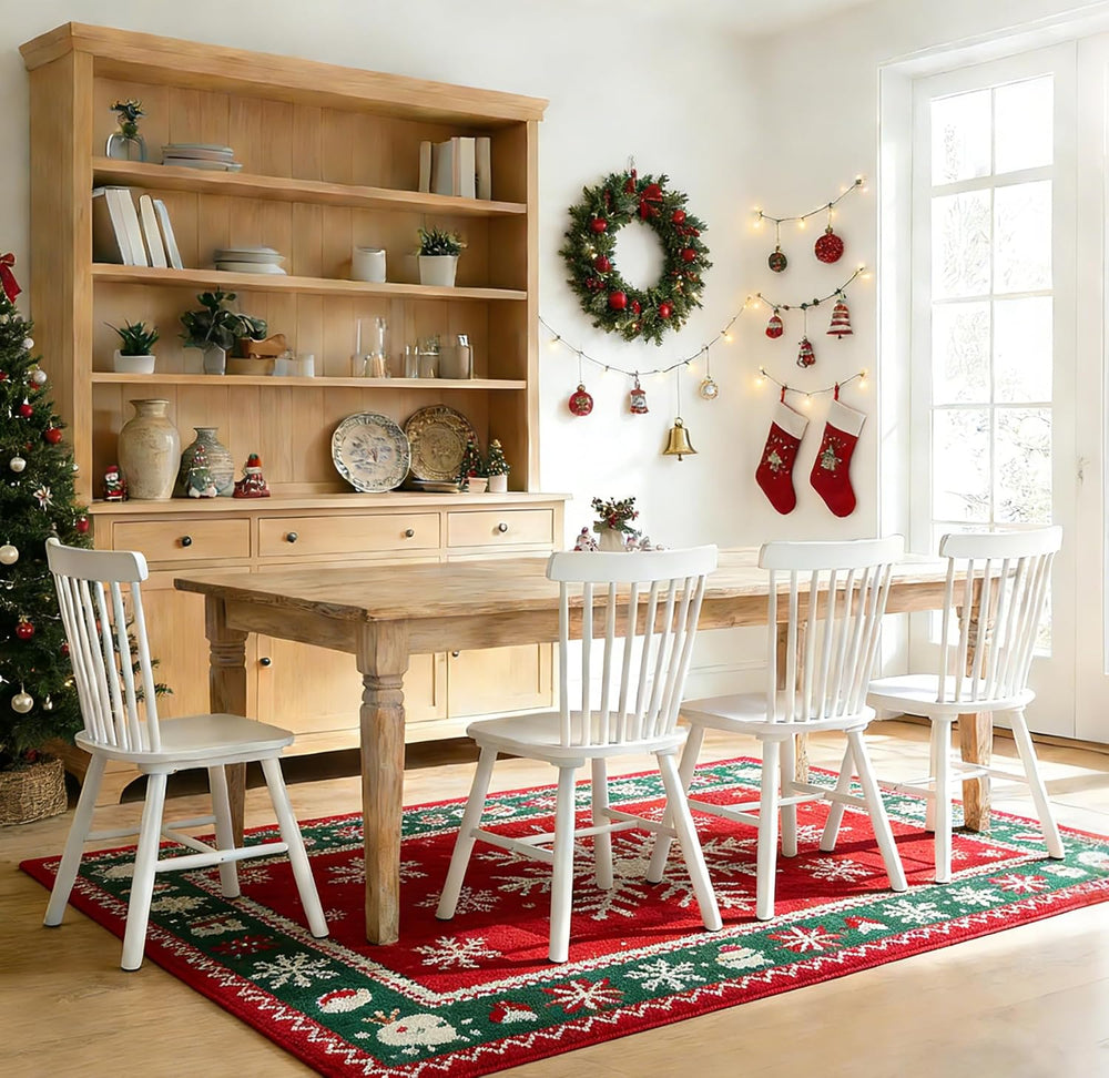 ClinQ Windsor Dining Chair Set of 4, Spindle Back Wooden Chairs for Kitchen a...