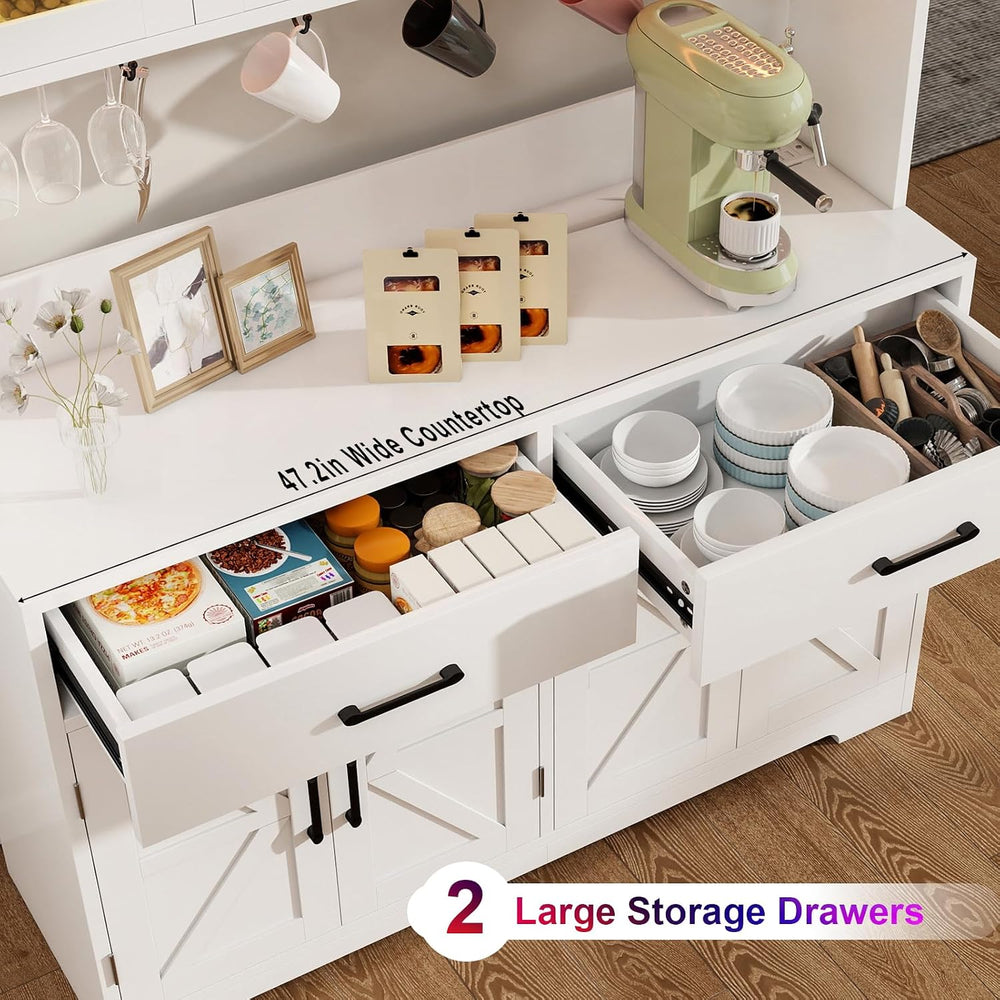 Vipbear 71" Tall Pantry Cabinet, Kitchen Hutch with Power Outlet, Farmho...