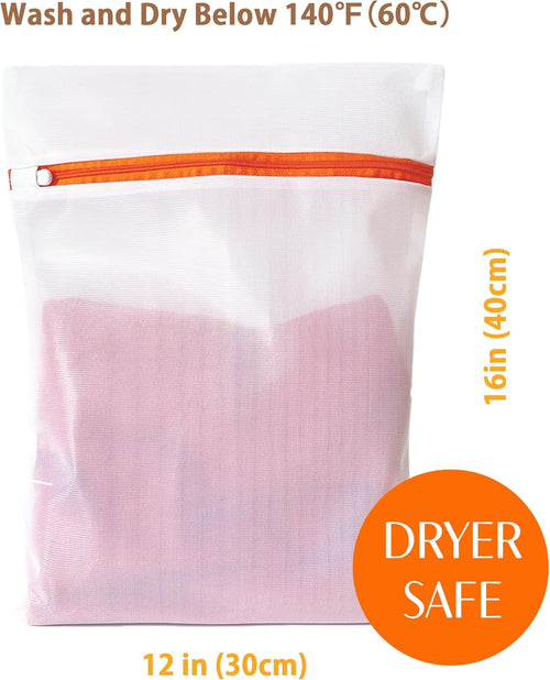 4 Pack Mesh Laundry Bags for Delicates 12inx16in (30cmx40cm), Dryer Safe, Breathable Fine Net, Sturdy Anti-Rust Zipper, Mesh Laundry Bags for Lingerie, Bra, Underwear, Sneakers, Socks, Laundry Club™