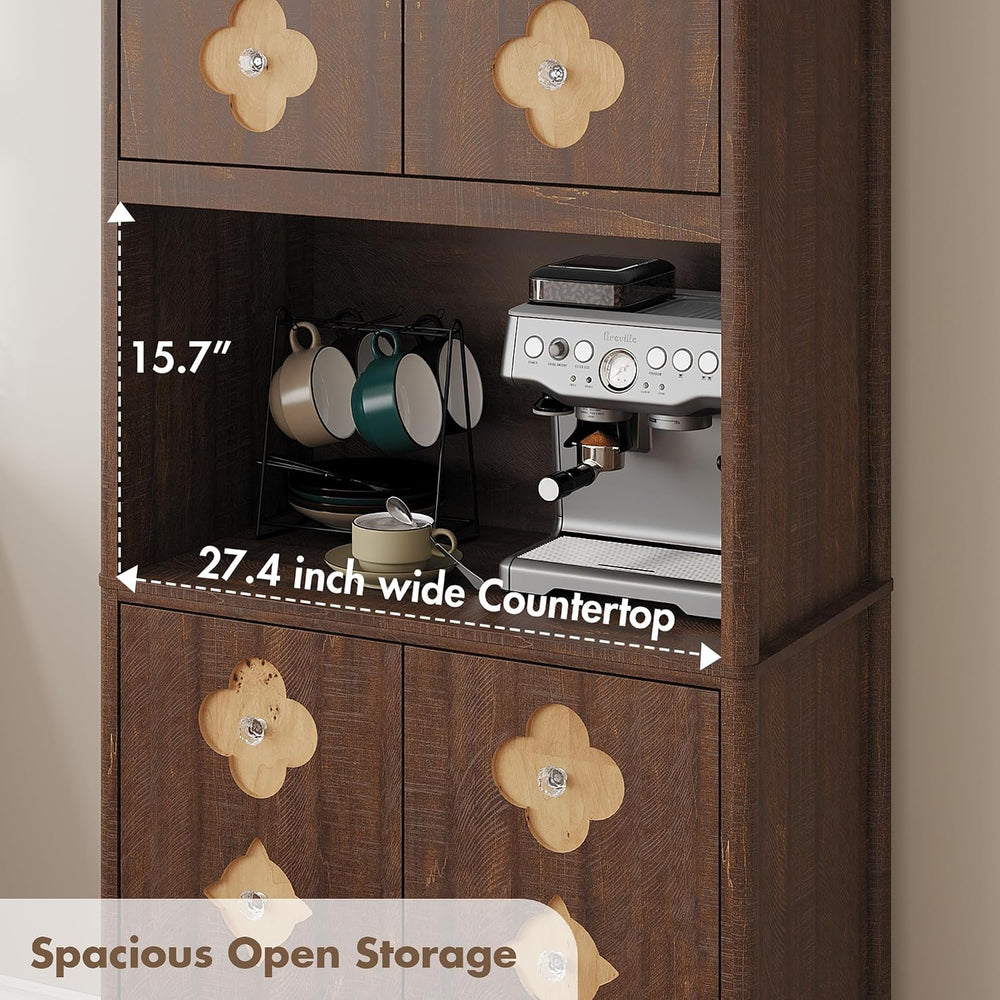 IDEALHOUSE Mid Century Modern Kitchen Pantry Cabinet, 72" Tall Storage C...