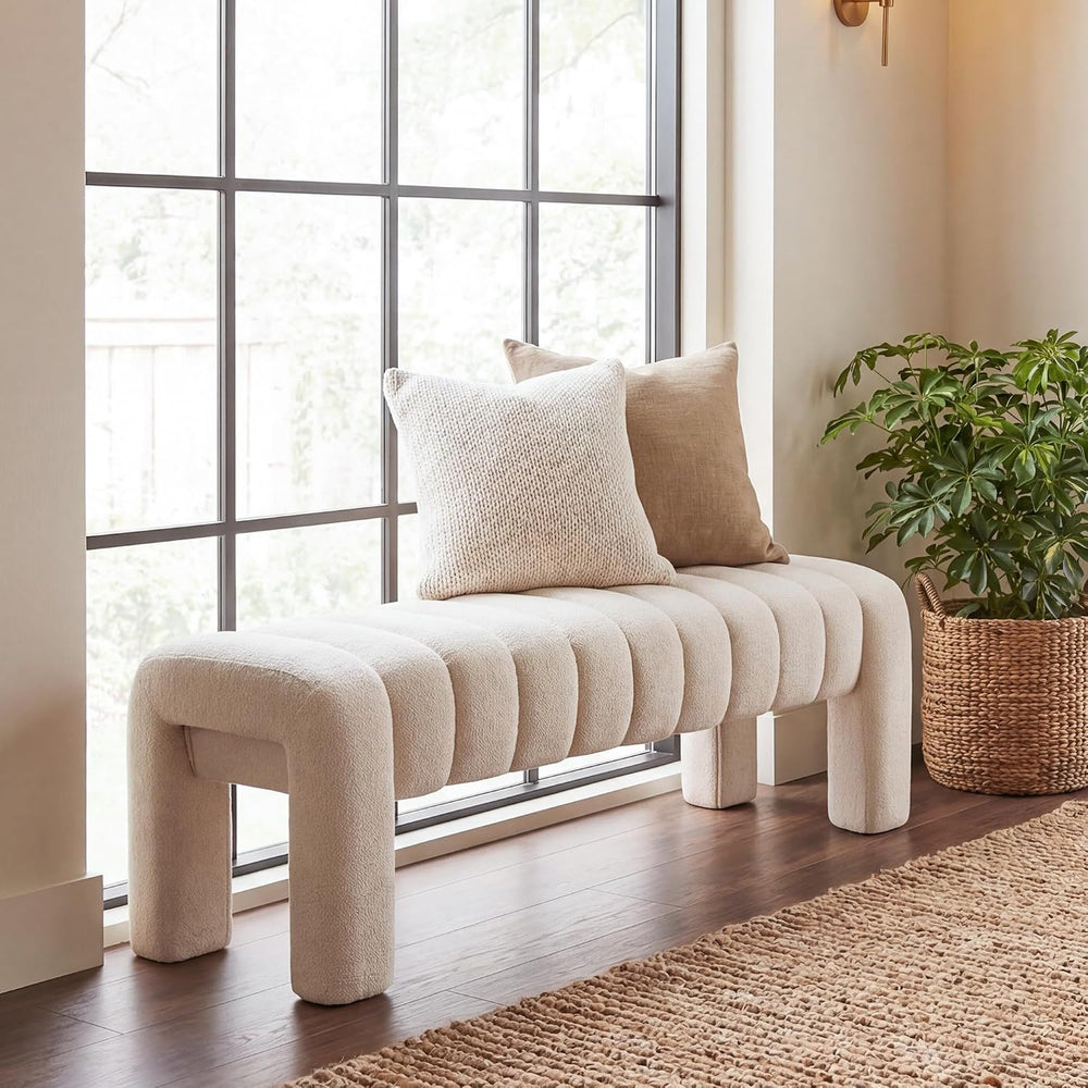 43.3" Bedroom Bench, Upholstered Entryway Bench, Modern End of Bed Ottom...