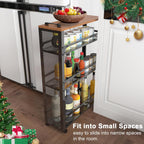 2025 New, Slim Kitchen Storage Cart, 3-Tier Metal Rolling Utility Cart Mesh Basket, Multifunction Wire Basket Shelf Trolley for Home Laundry, Bathroom, Living Room, Black