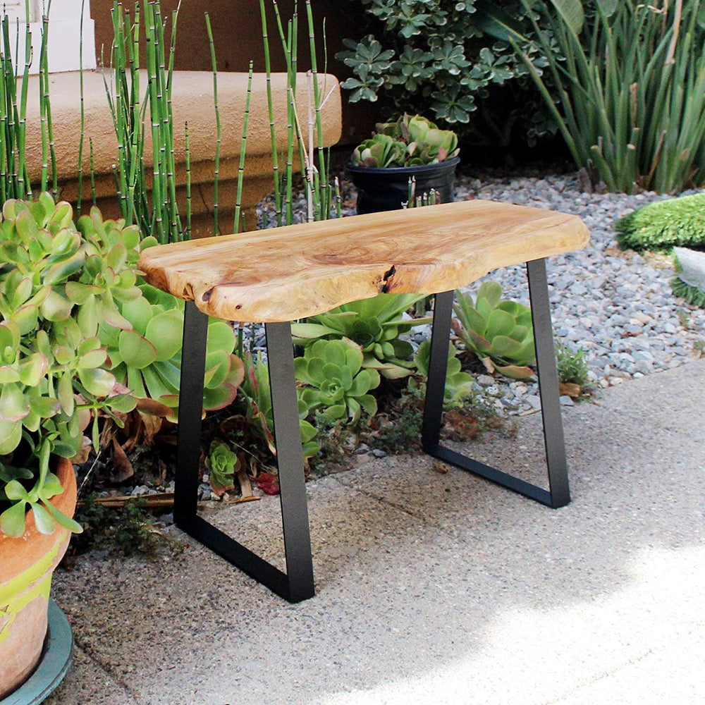 WELLAND Live Edge Cedar Entryway Bench with Metal Legs, 28" | Live edge ...