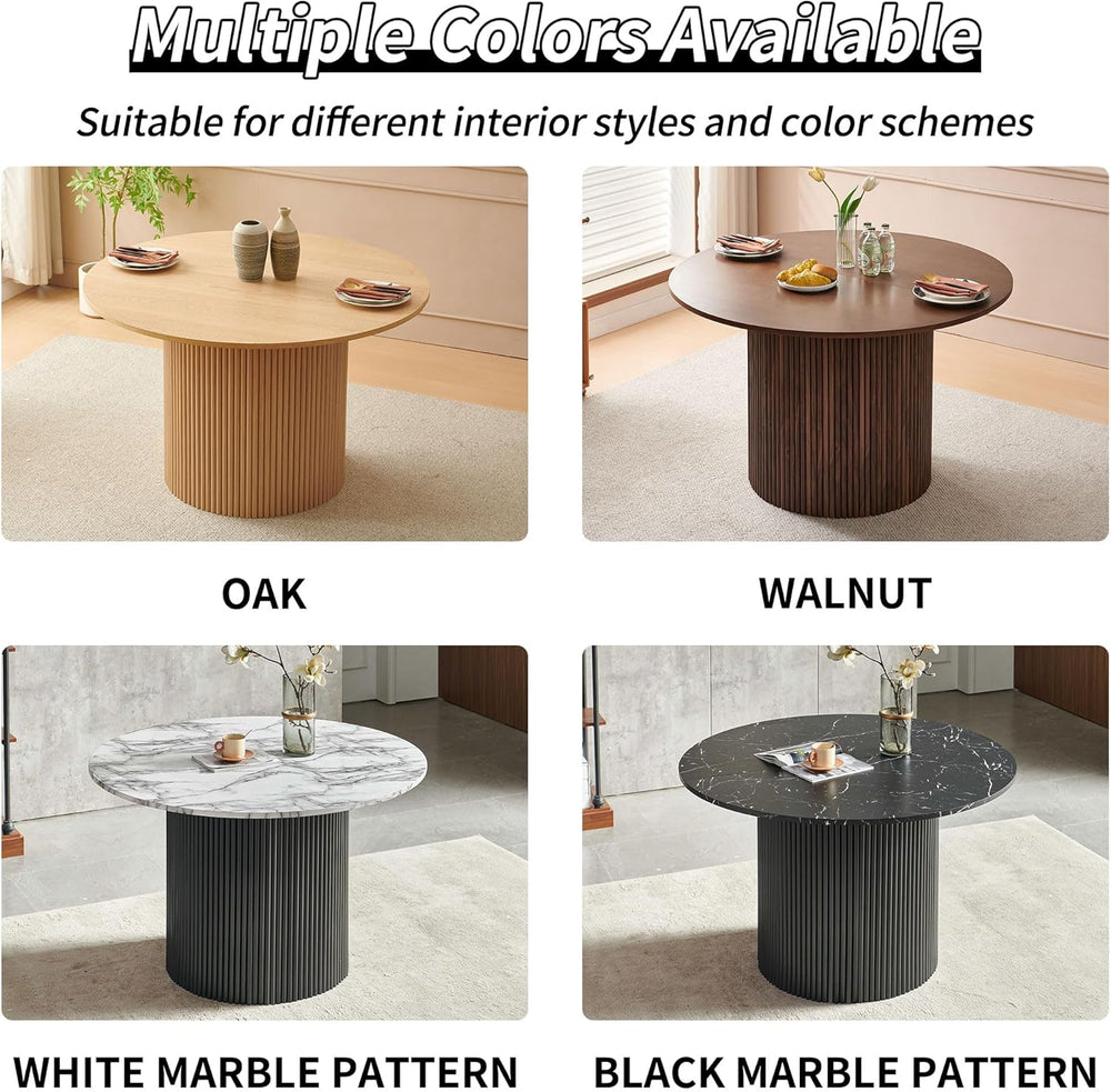 47" Round Dining Table for 4, Modern Farmhouse Marble-Look Foiled Top wi...