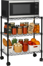 3 Tier Wire Shelving Unit Storage Rack, Metal Heavy Duty Utility Organizers, Organization Units for Metal Shelves, Pantry, Garage, Laundry Racks Durable Shelf Stand, 14"W x 24"L x 30"H, Black