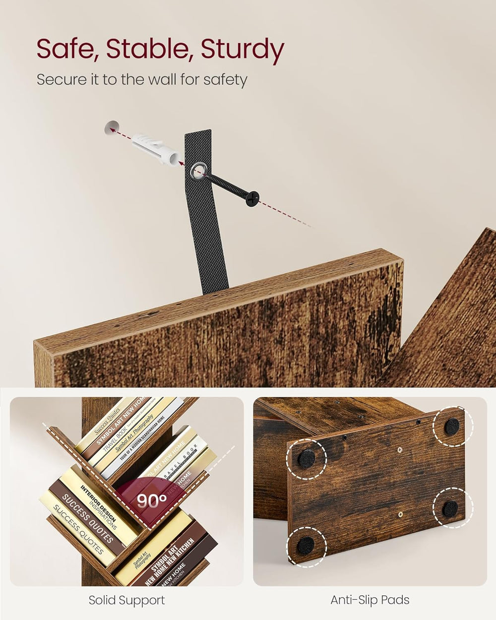 VASAGLE Custos Collection - Tree Bookshelf, Modern Bookcase, Floor Standing B...