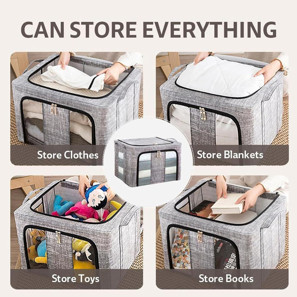 Storage Bins for Clothes - 66L with Clear Window Box - Large Clothes Storage Bins with Lids - for Bedroom Home Apartment Closet Fabric Bed Sheets Comforter Toys Garment Organization