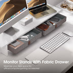 Fenge Monitor Stand with Drawer, 2 Tiers Dual Monitor Riser for Desk, 35 Inch Computer Stand for 2 Monitors, Desk Shelf for Home, Office, Laptop, PC, TV, Printer