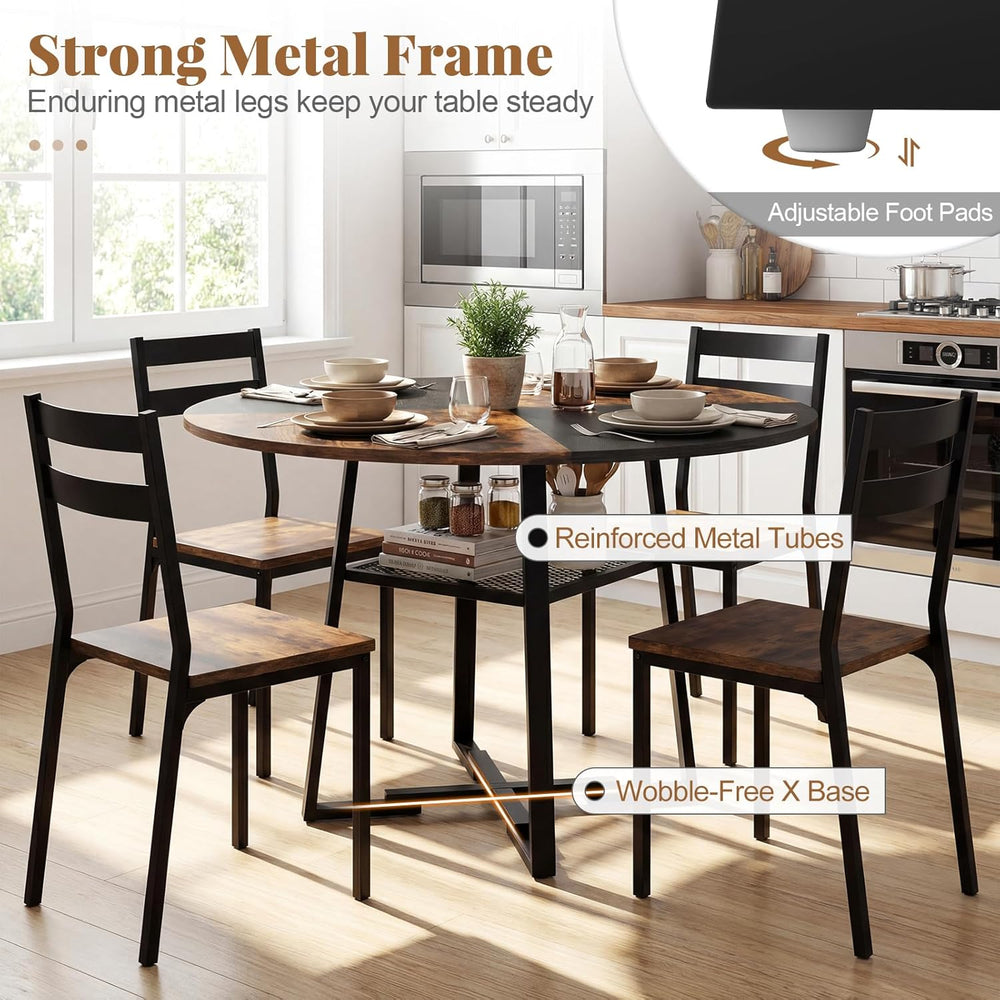 Giantex Round Dining Table for 4-6, 47.5" Circle Kitchen Table with Stor...
