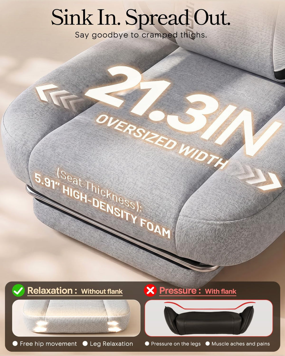 Dowinx Big and Tall Gaming Chair with Footrest, Gray | Breathable woven fabri...