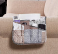 Brilliant Sunshine Paris and Toile Floral Patchwork Couch Armrest 5 Pockets Organizer, Slip Resistant Armchair Caddy, Washable Remote Controls Holder, Storage for Magazine, Tablet, 35×13", Latte Grey