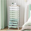 Rolling Cart with Drawers,10 Drawer Rolling Cart,Storage Cart,Utility Cart,Teacher Cart for Classroom Storage,Craft Cart with Wheels and Wooden Tabletop,Green