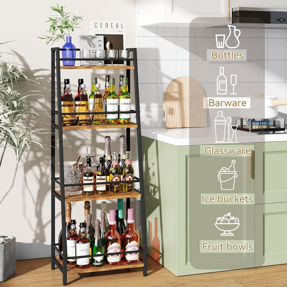 YMYNY 4-Tier Liquor Stand Trapezoid Wine Rack Freestanding Floor HWR004H | Vi...
