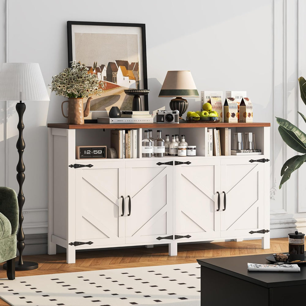 knoworld Buffet Sideboard with Storage Farmhouse with 4 Doors, 55'' L...