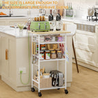 Rolling Kitchen Microwave Cart, 4 Tier Microwave Table Stand with Storage, Kitchen Storage Rack on Wheels, Coffee Station Cart Rack Shelf Organizer for Living Room Office, Balcony