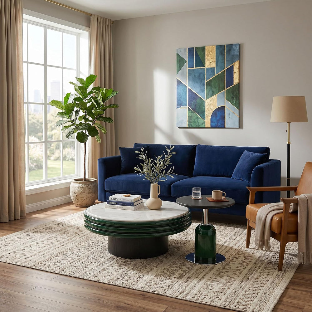 18.9'' Round End Table for Living Room, Modern Accent Side Table with...