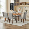 Upholstered Dining Chairs Set of 6, Button Tufted Parsons Chairs with Wood Legs and Padded Seat, Modern Fabric Side Chairs for Dining Room Kitchen Farmhouse Hotel, Gray