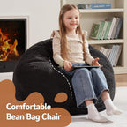 Homguava 2FT Bean Bag Chair,Teardrop Beanbag Chair Bean Bags with Handle | Small Bean Bag with Memory Foam Filled and Ultra Soft Corduroy Cover for Living Room, Bedroom（Black 2FT)