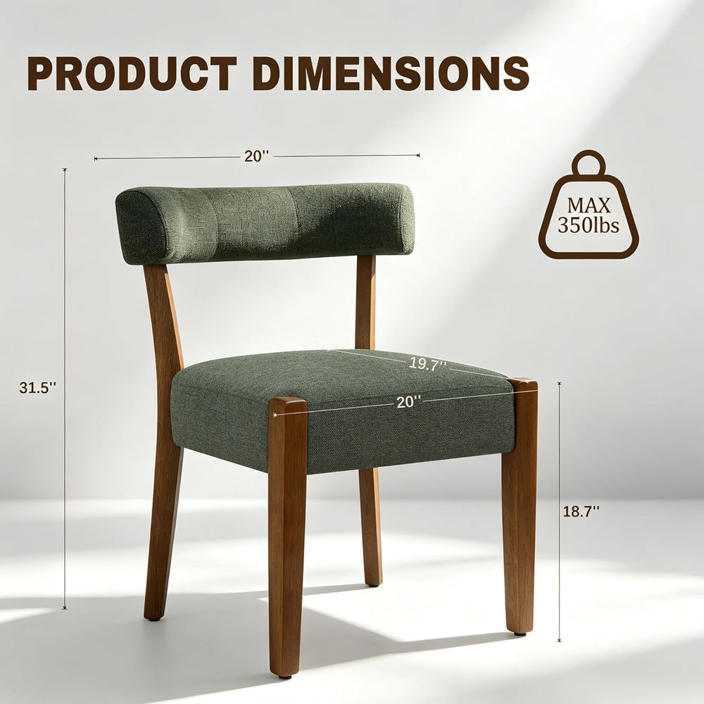 RNKSFX Upholstered Green Dining Chairs Set of 6, Walnut Wooden Kitchen & ...