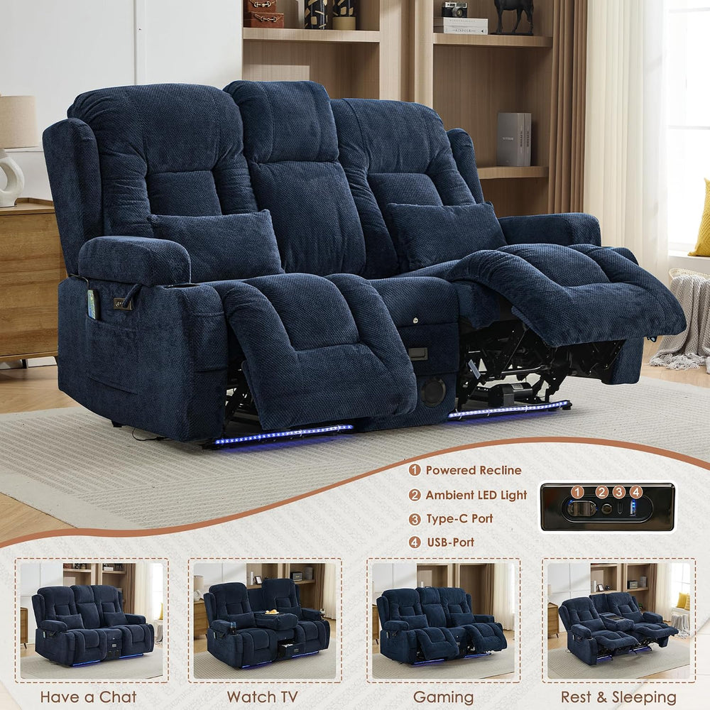 TUNYI Wall Hugger Power Loveseat Recliner - RV Reclining Loveseat with Consol...