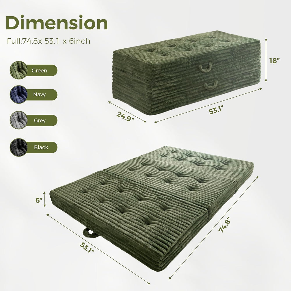 MAXYOYO Floor Sofa Couch, 6 Inch Tri-Fold Floor Sofa Bed, Folding Mattress wi...