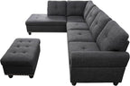 Evan Sectional Sofa or Couch with Ottoman for Living Room, Apartment, Bedroom, Office
