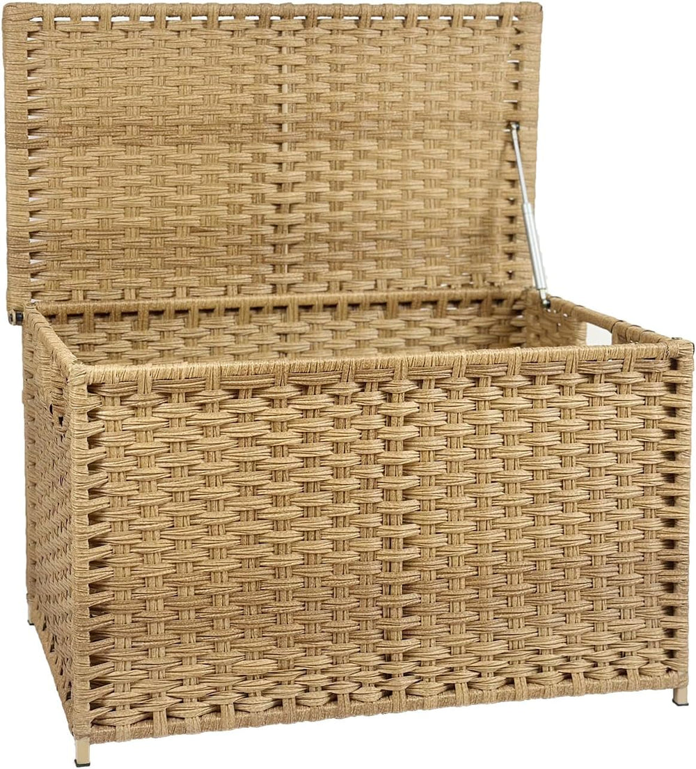 Wicker Storage Trunk, Large Storage Basket with Lid,Rural Natural | Handwoven...