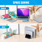 Ryvlan Vertical Laptop Stand, 3 Slot Adjustable Laptop Storage Rack and Desk Organizer, Silicone-Padded Holder for Multiple Devices Storage, Compatible Stand for Tablets and Devices up to 17 Inches