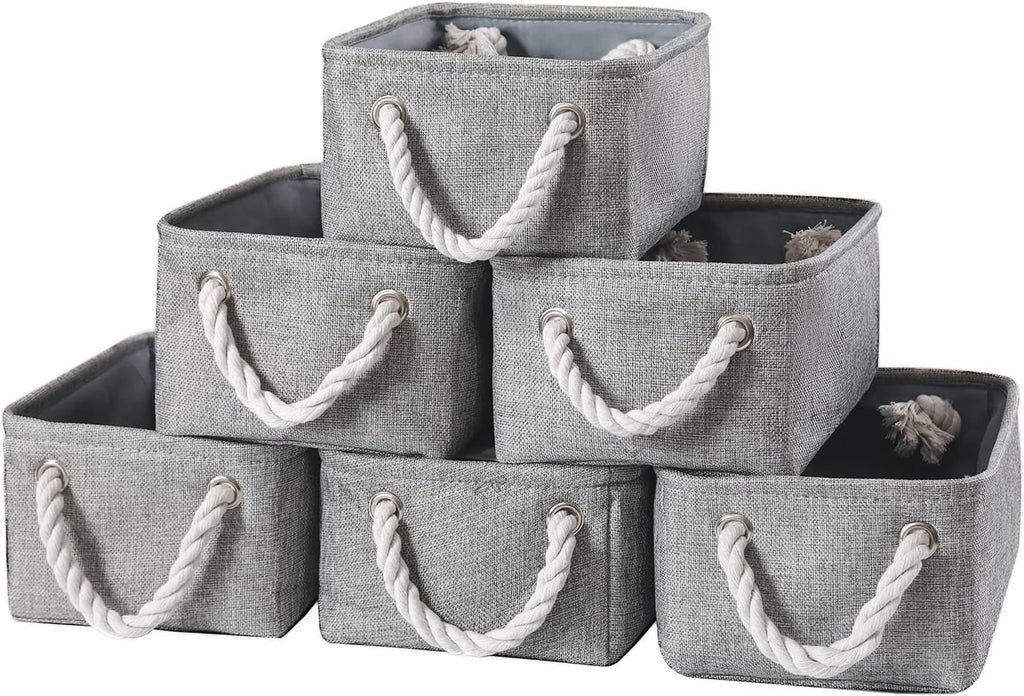 combocube 11.8 x 7.8 x 5.1 Inch Fabric Storage Bins for Shelves, Linen Storage Organizer Storage Basket with Ropes for Laundry, Home, Closet, Office, Clothes, Toys Organizer