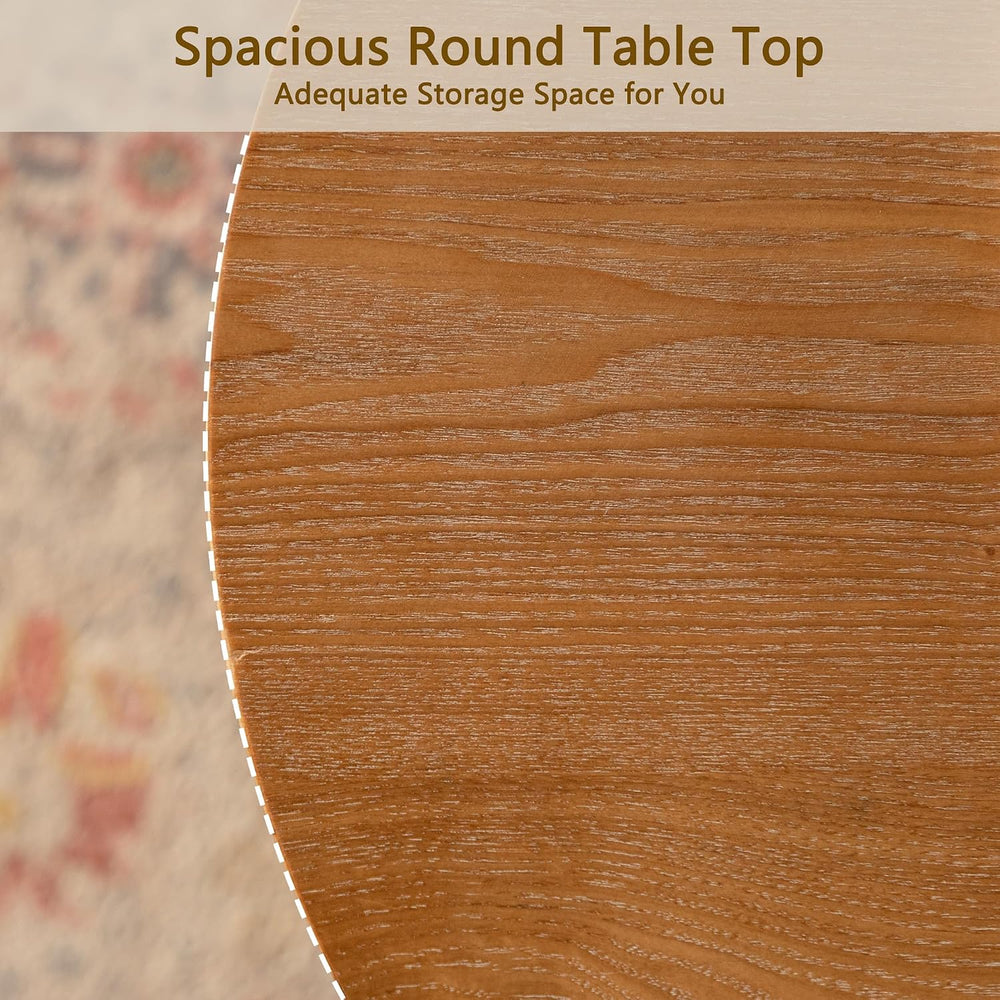 Wood Side Table, Modern Round End Table with Curved Leg, Mid-Century 24.80&qu...