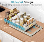 Under Sink Organizer - Under Sink Organizers and Storage Shelves, Multi-Use Kitchen and Bathroom Pull Out Cabinet Organizer with Sliding Drawers, Bathroom Cabinet Organizer, Gray