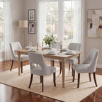 UVV Wooden Dining Chairs Set of 4, Mid Century Modern Upholstered Dining Room Chair Kitchen Chairs, Chenille Dinner Chair with Solid Wood Legs for Kitchen Dining Room, Light Grey