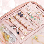 emissary Jewelry Organizer Case Travel Jewelry Storage Bag for Necklace, Earrings, Rings, Bracelet, Valentines Day Gifts, Earring Storage, Necklace Storage, Pouch Bag Accessories for Travel (Pink)