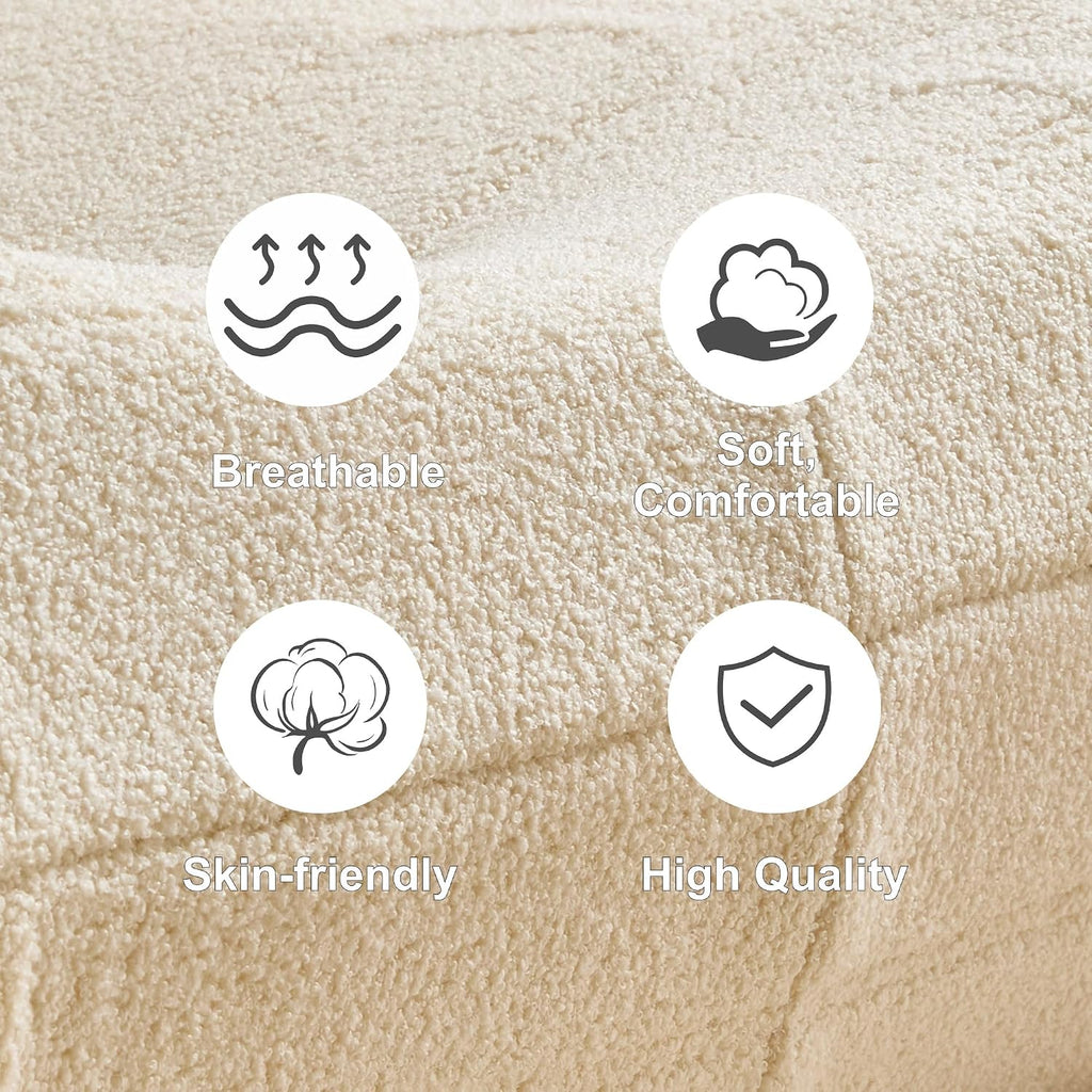 Dineli Bean Bag Chairs for Adults, Beanbag Chair with Ottoman Lounge Sofa Memory Foam Comfy Reading Chair for Bedroom & Living Room, Lazy Floor Sofa Couch (White, with Ottoman)