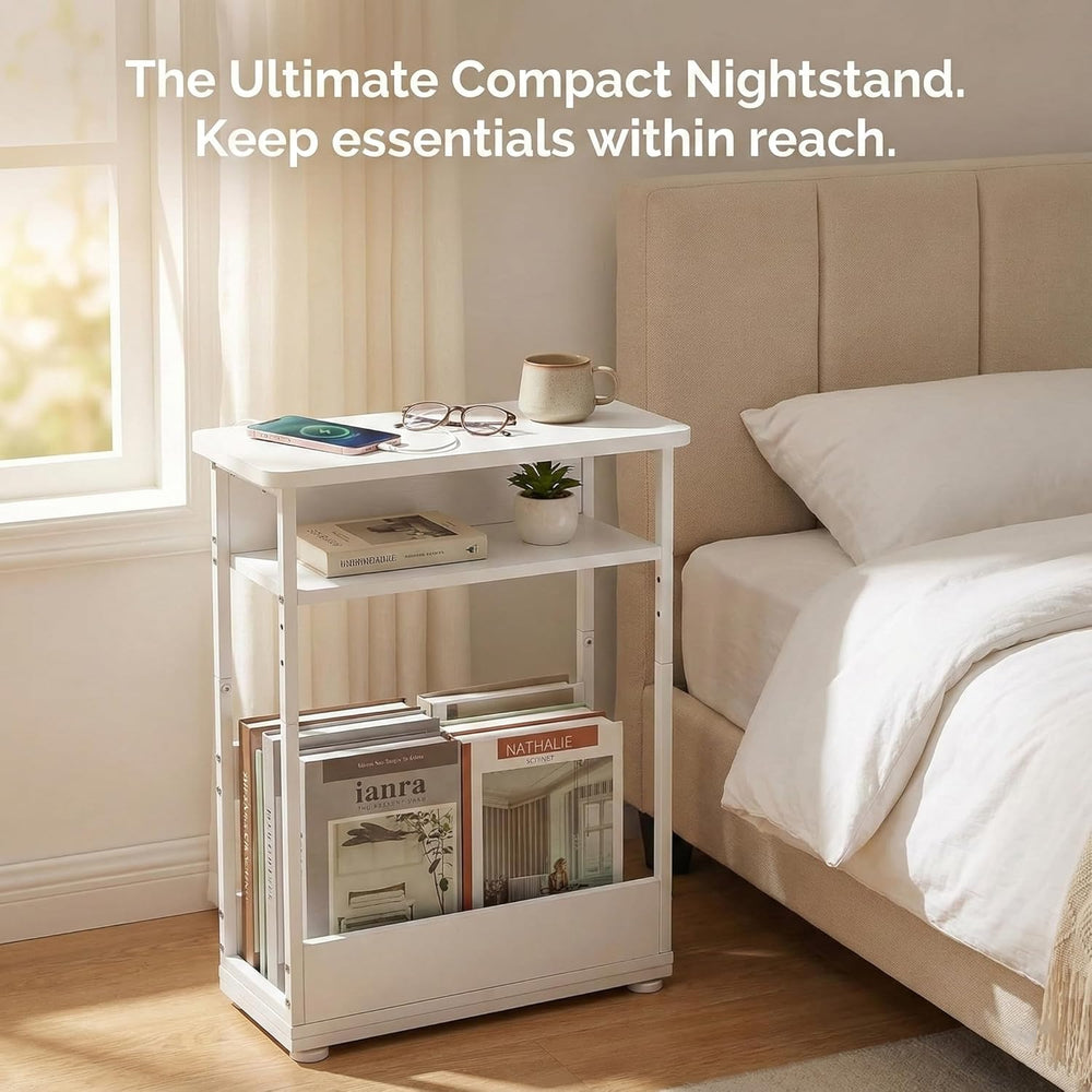 Narrow Side Table,3-Tier Slim End Table with Storage Shelf,Modern Sofa Table ...