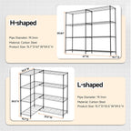 4 Tiers Storage Shelves Load 1200LBS, Metal Shelving Wire Metal Shelving Unit Shelves for Storage Adjustable Garage Shelving for Pantry Kitchen Garage Black 15.8" D x 33.5" W x 59.5" H