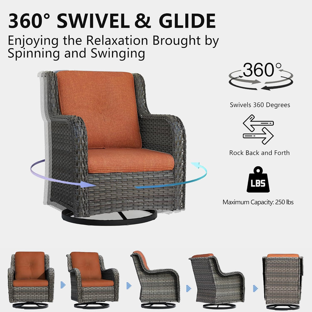 Outdoor Swivel Rocker Patio Chairs Set of 2 - Outdoor Wicker Swivel Glider Ch...