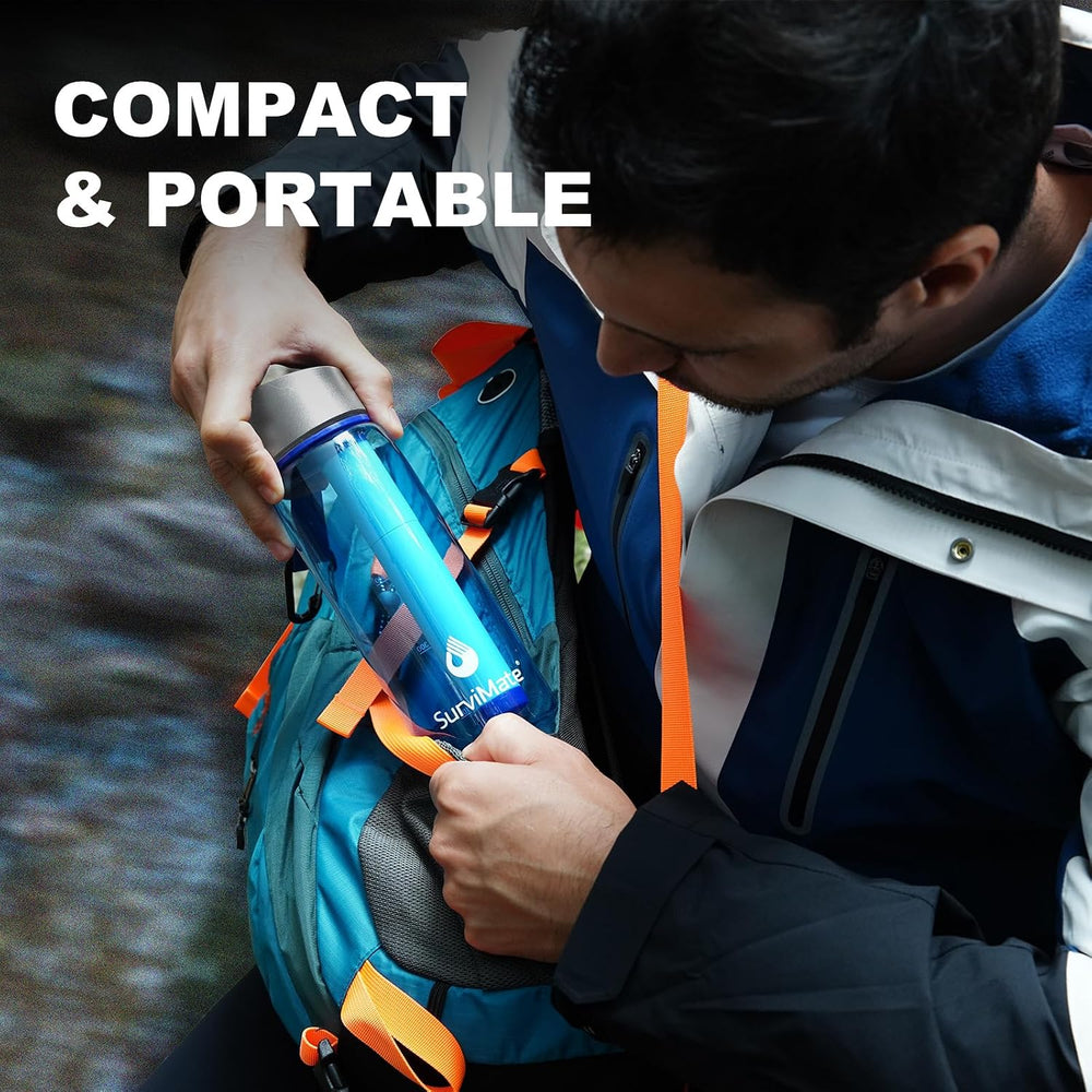 SurviMate Purified Water Bottle for Camping, Hiking, Backpacking and Travel, ...